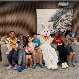 kids and an easter bunny