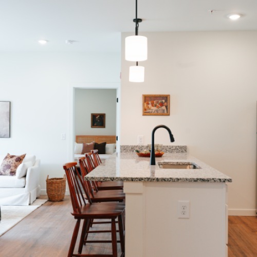 Spacious kitchen and living room