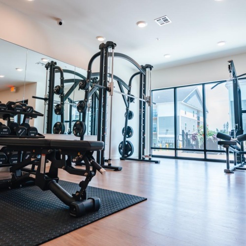 a gym with exercise equipment